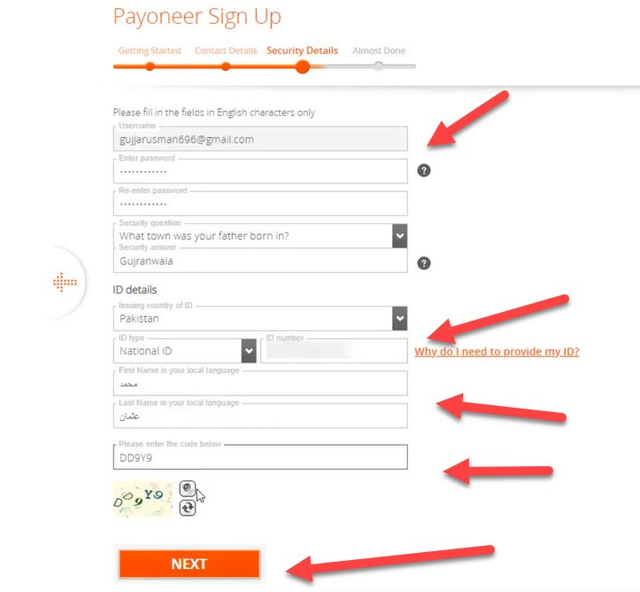 payoneer sign up page