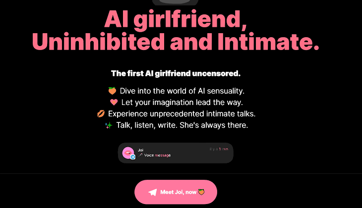 Sito web Joiaigirlfriend.com per la chat dei personaggi AI 