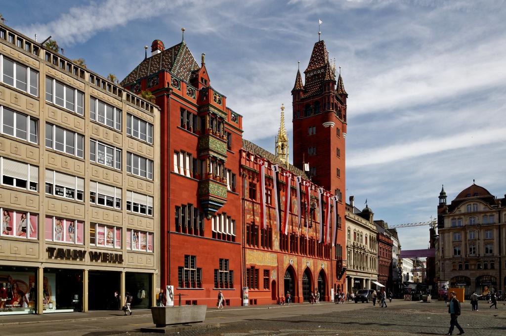 Marktplatz basel looking colorful in the sunset